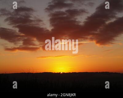 Bellissimo tramonto su Dunstable Downs. Foto Stock