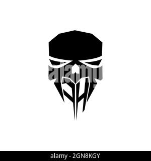 Logo di gioco iniziale FH eSport. Logo vettoriale con modello a forma di cranio con testa moderna Illustrazione Vettoriale