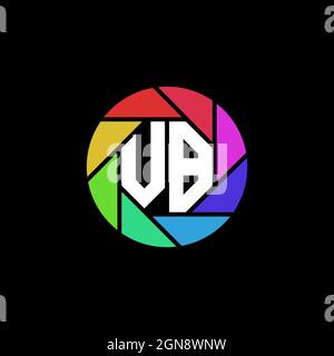 VB Monogram Logo Letter lente poligonale geometrica rainbow forma circolare stile Illustrazione Vettoriale