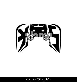 Logo KS Initial eSport gaming. Modello vettoriale stile forma console di gioco Illustrazione Vettoriale