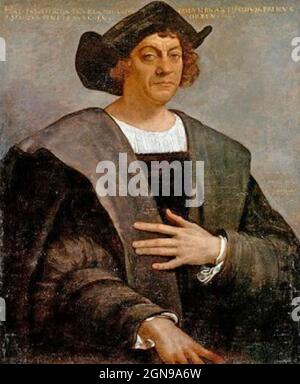 CRISTOFORO COLOMBO (1451-1506) esploratore italiano in un dipinto postumo del 1519 di Sebastiano del Piombo. Ci sono o ritratti autentici conosciuti. Foto Stock