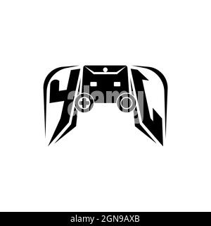 Logo YJ Initial eSport gaming. Modello vettoriale stile forma console di gioco Illustrazione Vettoriale