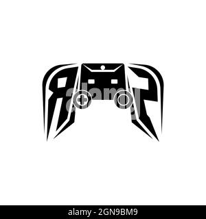 Logo RZ Initial eSport gaming. Modello vettoriale stile forma console di gioco Illustrazione Vettoriale