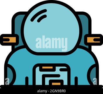 Spacesuit con icona krapsack. Contorno spacesuit con krapsack vettore icona colore piatto isolato Illustrazione Vettoriale