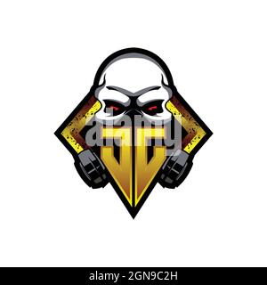 JJ Logo monogramma con forma cranica disegna template vettoriale icona Modern Illustrazione Vettoriale