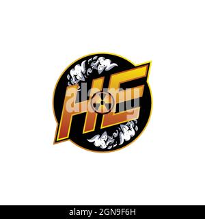 HF Logo monogramma con forma cranica disegni modello vettore icona moderna Illustrazione Vettoriale