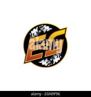 EG Logo Monogram Gaming with gas forma disegni modello vettore icona moderna Illustrazione Vettoriale