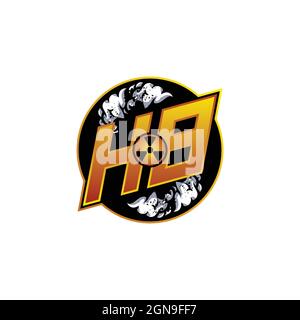 Logo HB Monogram Gaming with gas forma disegni modello vettore icona moderna Illustrazione Vettoriale