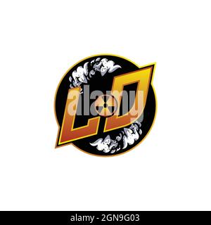 Logo LD Monogram Gaming con forma a gas disegni modello vettore icona moderna Illustrazione Vettoriale