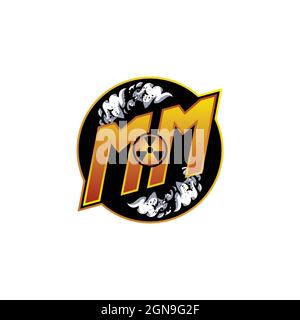 MM Logo Monogram Gaming con forma a gas disegni modello vettore icona moderna Illustrazione Vettoriale