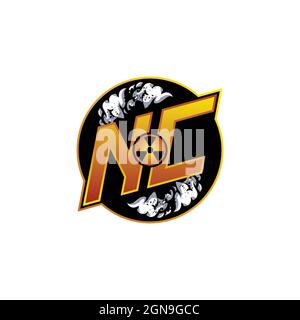 NC Logo Monogram Gaming with gas Shape disegna template Vector icon Modern Illustrazione Vettoriale