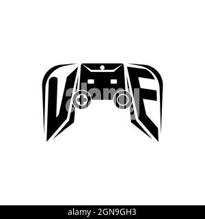 Logo di gioco eSport iniziale UE. Modello vettoriale stile forma console di gioco Illustrazione Vettoriale