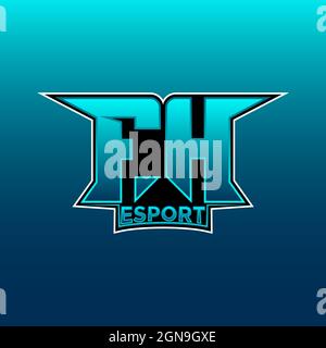 FH Logo Monogram Gaming with gas Shape disegna template Vector icon Modern Illustrazione Vettoriale