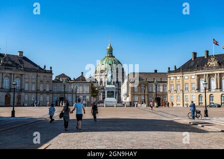 Palazzo di Amalienborg, cupola della chiesa protestante di Frederikes, Copenaghen, Danimarca, Foto Stock