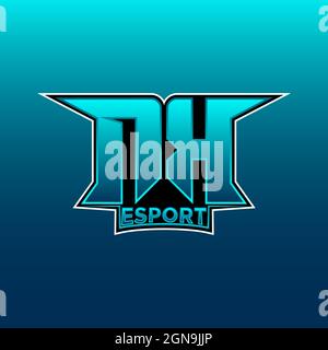 NK Logo eSport Gaming Initial con modello vettoriale di design Blue Light Color Illustrazione Vettoriale