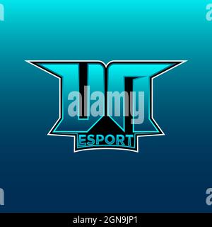 Un Logo eSport Gaming Initial con modello vettoriale di design Blue Light Color Illustrazione Vettoriale