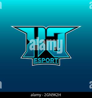 XG Logo eSport Gaming Initial con modello vettoriale di design Blue Light Color Illustrazione Vettoriale