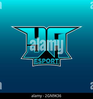 YA Logo eSport Gaming Initial con modello vettoriale in Blue Light Color Illustrazione Vettoriale