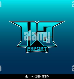 KZ Logo eSport Gaming Initial con modello vettoriale in Blue Light Color Illustrazione Vettoriale