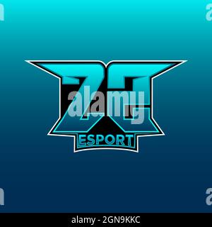 ZZ Logo eSport Gaming Initial con modello vettoriale di design Blue Light Color Illustrazione Vettoriale