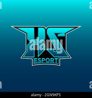 Logo XS eSport Gaming Initial con modello vettoriale di design Blue Light Color Illustrazione Vettoriale