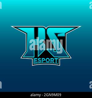 KS Logo eSport Gaming Initial con modello vettoriale in Blue Light Color Illustrazione Vettoriale