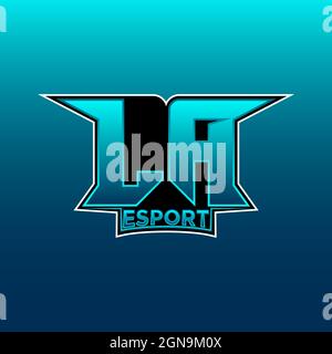 LA Logo eSport Gaming Initial con modello vettoriale di design Blue Light Color Illustrazione Vettoriale