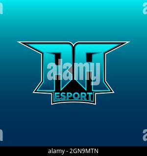 Logo RA eSport Gaming Initial con modello vettoriale di design Blue Light Color Illustrazione Vettoriale