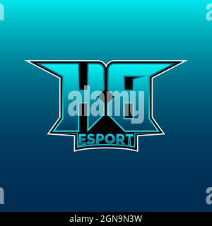 KB Logo eSport Gaming iniziale con modello vettoriale di design Blue Light Color Illustrazione Vettoriale