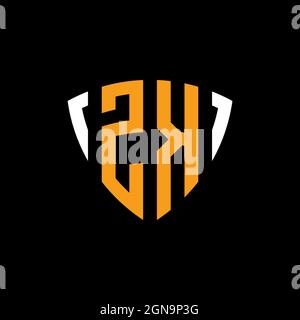 Logo ZK con schermo bianco arancione modello isolato su sfondo nero Illustrazione Vettoriale