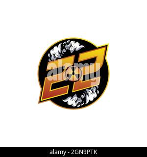 ZZ Logo Monogram Gaming with gas Shape disegna template Vector Icon Modern Illustrazione Vettoriale