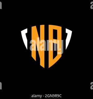 Logo NB con schermo bianco arancione modello isolato su sfondo nero Illustrazione Vettoriale