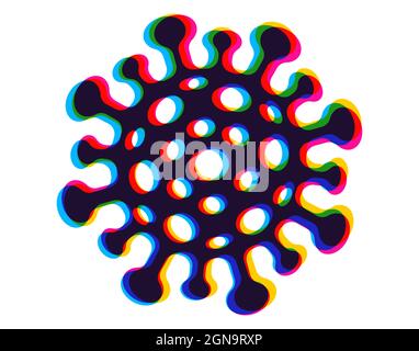 Icona vettoriale del coronavirus in stile CMYK. Illustrazione vettoriale di COVID-19 nello stile di glitch. Interrompere il coronavirus. Illustrazione Vettoriale
