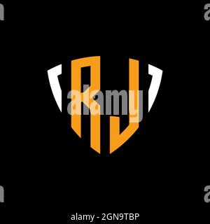Logo RL con schermo bianco arancione modello isolato su sfondo nero Illustrazione Vettoriale