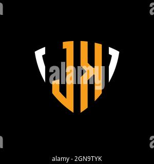 Logo JK con schermo bianco arancione modello isolato su sfondo nero Illustrazione Vettoriale