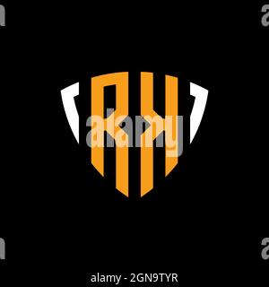 Logo RK con schermo bianco arancione modello isolato su sfondo nero Illustrazione Vettoriale
