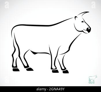 Immagine vettoriale di una mucca su sfondo bianco. Illustrazione vettoriale a livelli facilmente modificabile. Animale da fattoria. Illustrazione Vettoriale