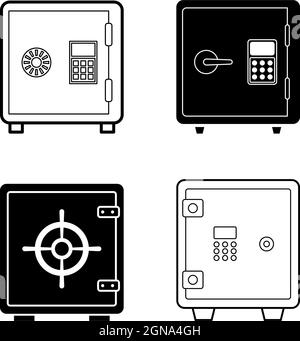 Immagine del modello di design del set di icone Safe Box isolata Illustrazione Vettoriale