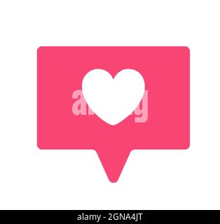 Icona del messaggio a forma di cuore isolata su sfondo bianco, ad esempio icona Illustrazione Vettoriale