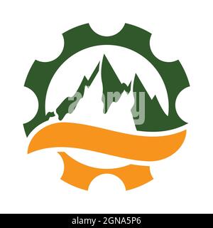 Modello di icona del logo Mountain Foto Stock