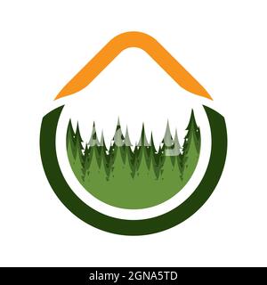 Disegno dell'icona del modello di logo vettoriale delle foglie dell'albero Foto Stock