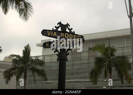 Via Rodeo e North Rodeo Drive Foto Stock