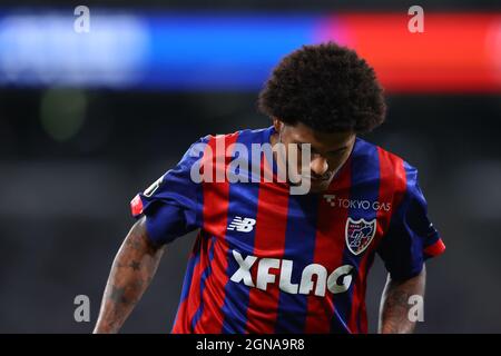 Stadio Ajinomoto, Tokyo, Giappone. 22 settembre 2021. Leandro (FC Tokyo), 22 SETTEMBRE 2021 - Calcio : 2021 J1 incontro di campionato tra FC Tokyo 1-1 Nagoya Grampus allo Stadio Ajinomoto, Tokyo, Giappone. Credit: Yohei Osada/AFLO SPORT/Alamy Live News Foto Stock