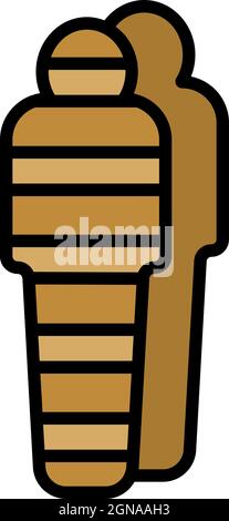 Icona della mummia egiziana. Profilo egiziano mummia vettore icona colore piatto isolato Illustrazione Vettoriale