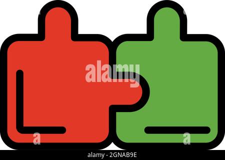Icona della parte del puzzle. Contorno puzzle parte vettore icona colore piatto isolato Illustrazione Vettoriale