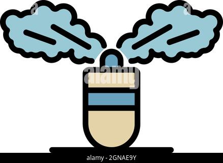 Icona granata a gas. Contorno gas granata vettore icona colore piatto isolato Illustrazione Vettoriale