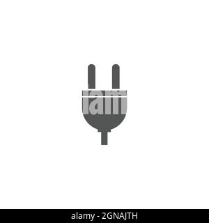 Icona della spina elettrica isolata su sfondo bianco, icona del vettore della spina Illustrazione Vettoriale