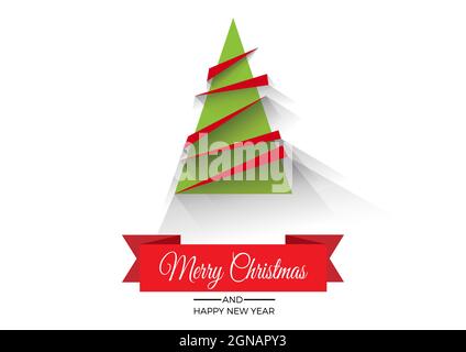 Biglietto di Natale, saluto e sfondo di invito. Albero di Natale astratto realizzato con forme geometriche. Illustrazione vettoriale Illustrazione Vettoriale