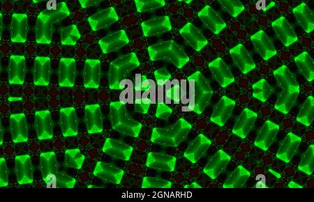 sfondo circolare, mandlala verde brillante di chakra anahata Foto Stock