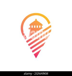 Modello di logo Light House icona vettoriale Foto Stock